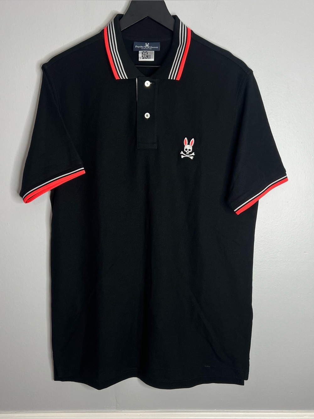 Psycho Bunny 100% Pima Cotton Pique Polo Shirt Mens Size 5 Black NWOT